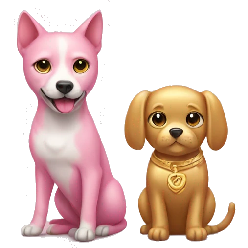 pink and gold cat and dog emoji