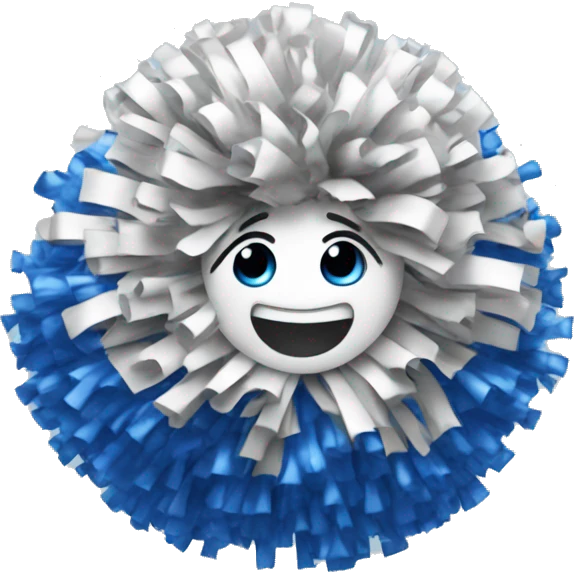 Cheerleading pom-poms, blue and silver emoji