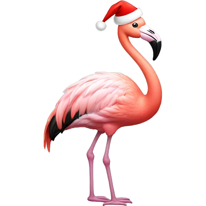 Flamingo wearing Santa hat emoji