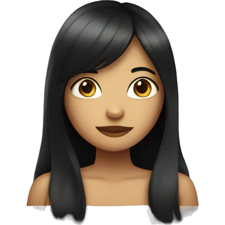 girl with dark hair posing in the mirror emoji