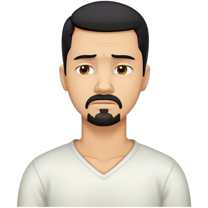 Man with black hair and goatee with neck bent over in pain emoji