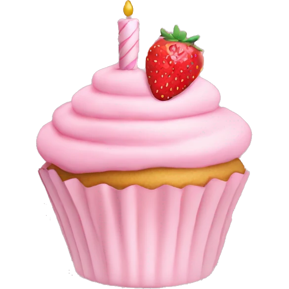 birthday pastel pink strawberry capcake  emoji