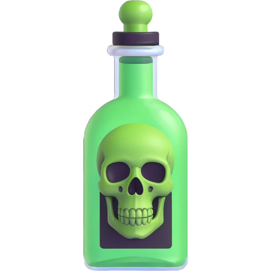 bubbling green poison vial with skull label emoji