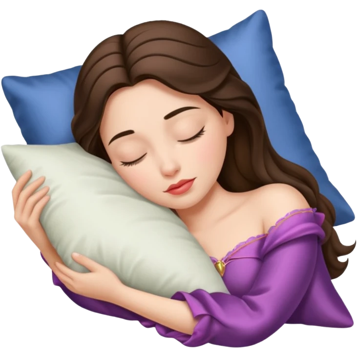 sleeping beauty brunette white girl with a silk pillow emoji