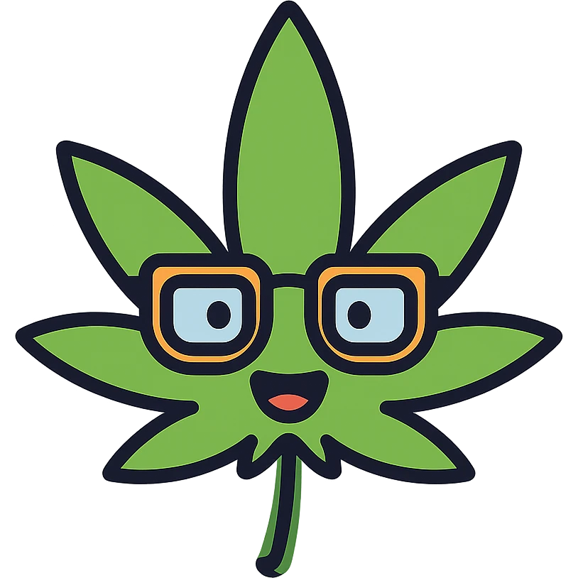 cheerful weed leaf with nerdy glasses emoji