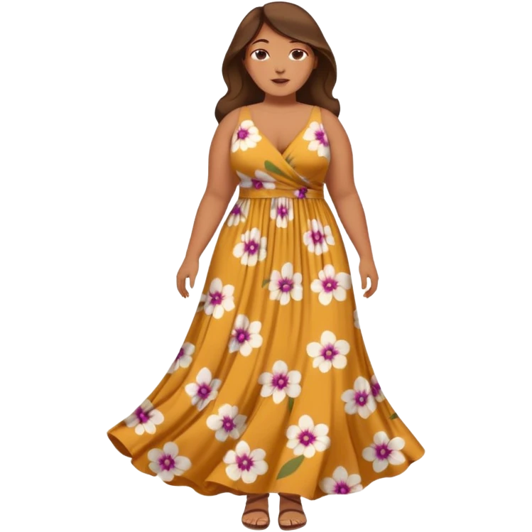 A plus sized woman in a maxi dress emoji