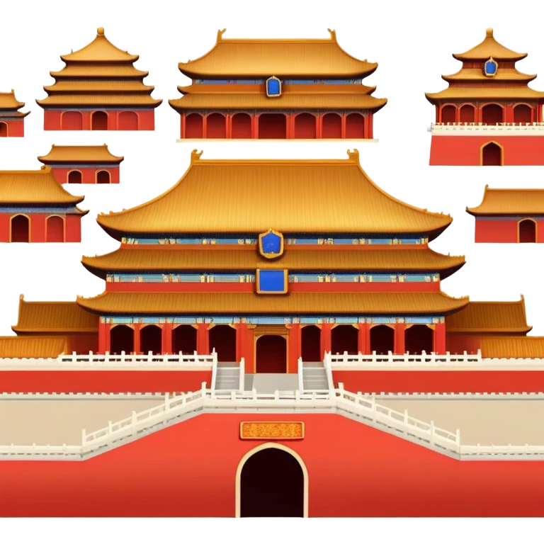 Forbidden City palace, iconic Chinese imperial architecture, simple emoji style emoji