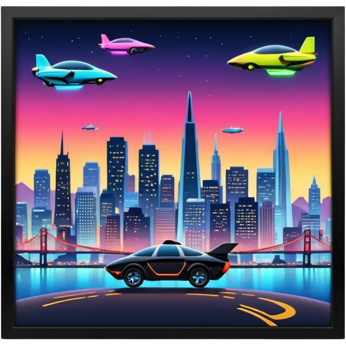 create an image of san francisco skyline in the tech future emoji