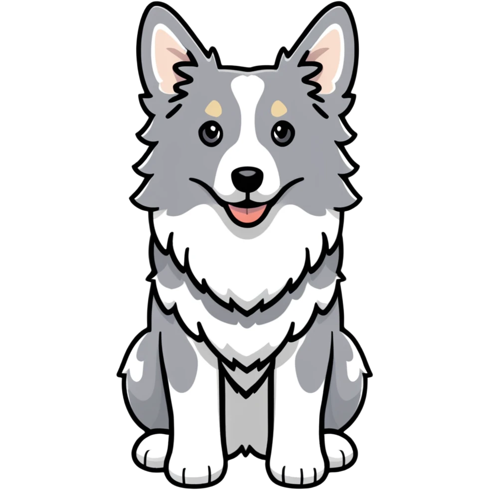 Grey spotted Merle Border Collie dog full body emoji