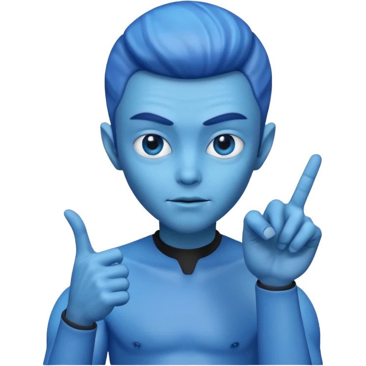 палец вправо инопланетный синий emoji