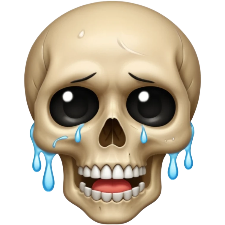 Skull crying loudly and a lot with lots of tears emoji