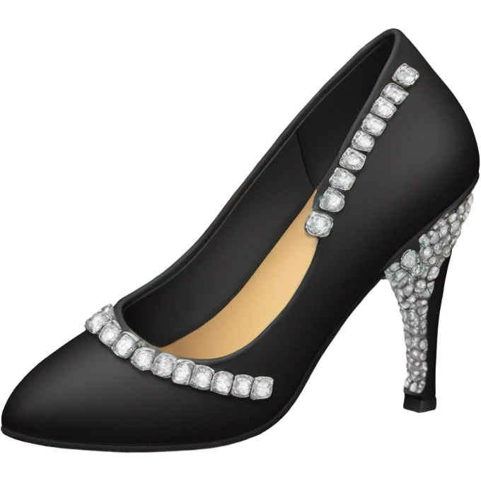 Black pointed low heels with rhinestone band  emoji