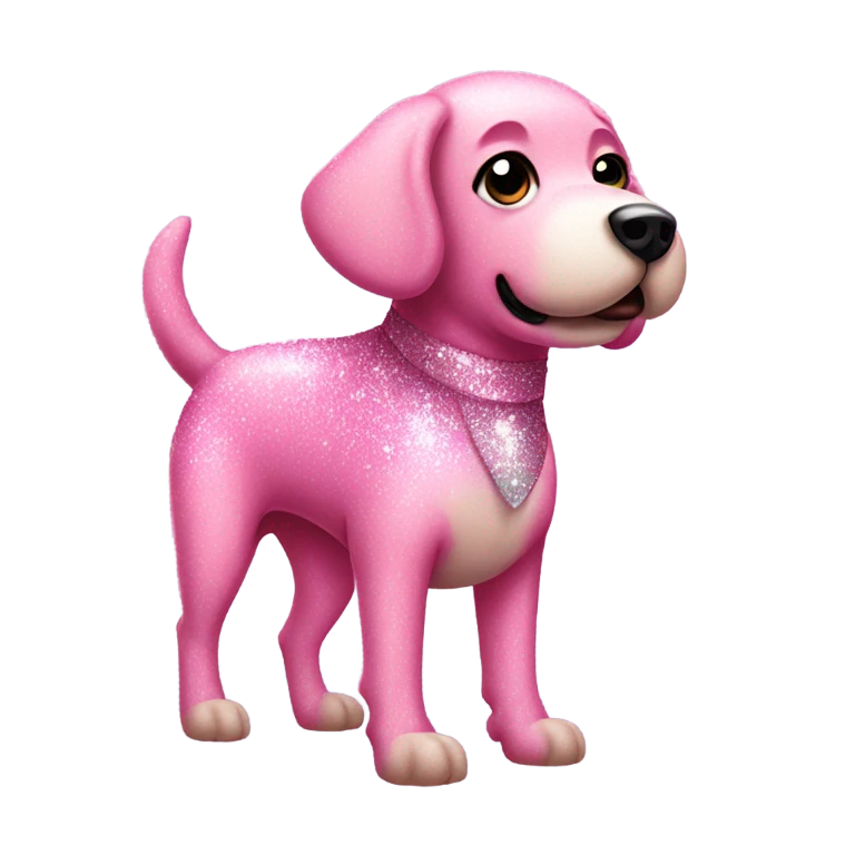 Pink full body dog with glitter emoji