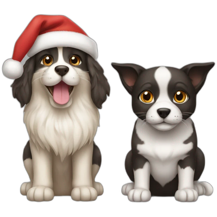 cat and dog santa emoji