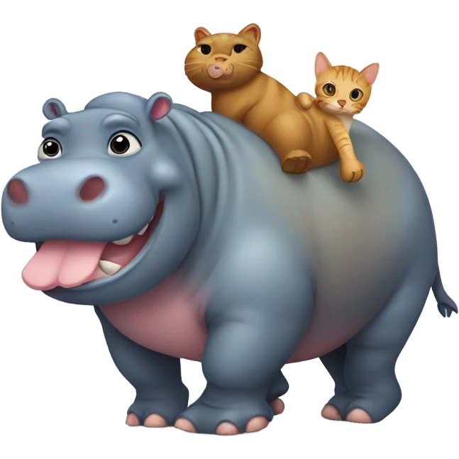 Hippo carrying a cat  emoji