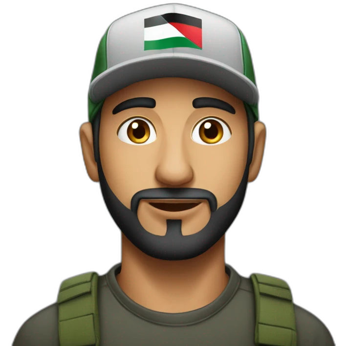 Palestinian man wearing cap XRP emoji