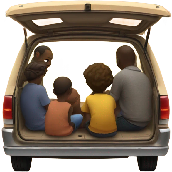 people sitting in the trunk watching the sunset emoji