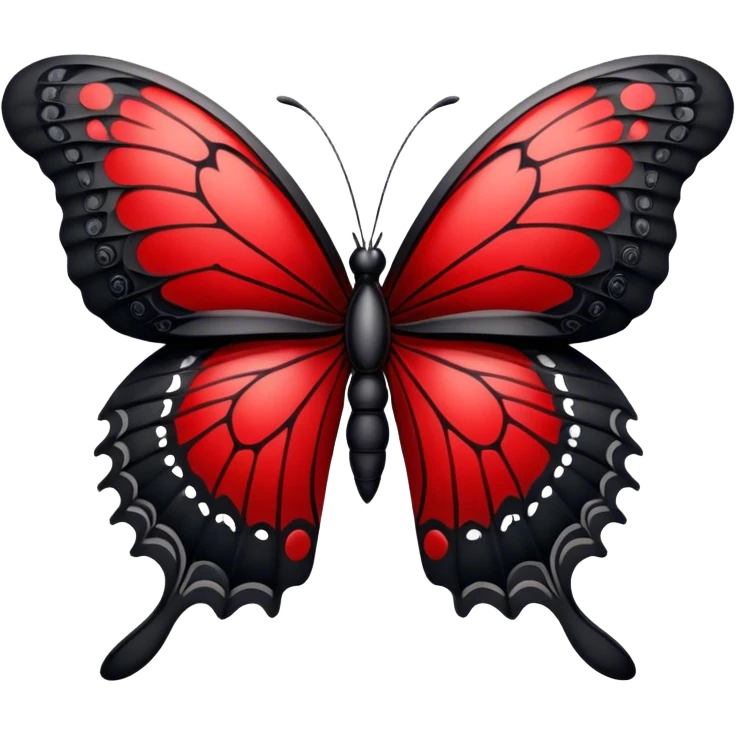 Edgy crimson-blood-red, obsidian-black, beautiful butterfly emoji