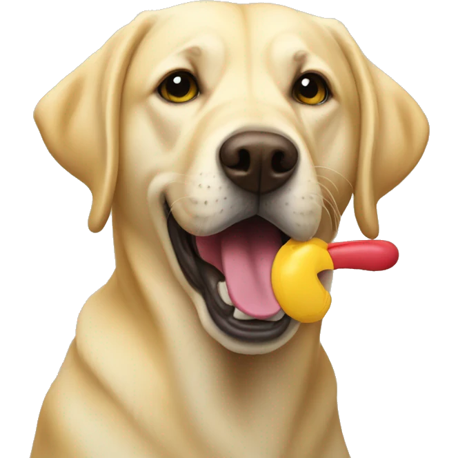 Yellow lab with toy in his mouth emoji