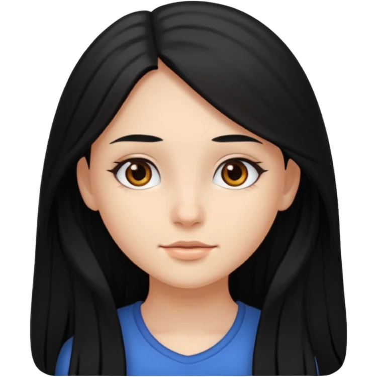 Girl with black long hair and brown eyes emoji
