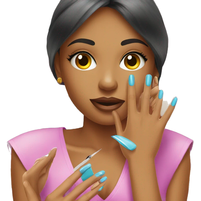 Girl getting a manicure at nail salon emoji