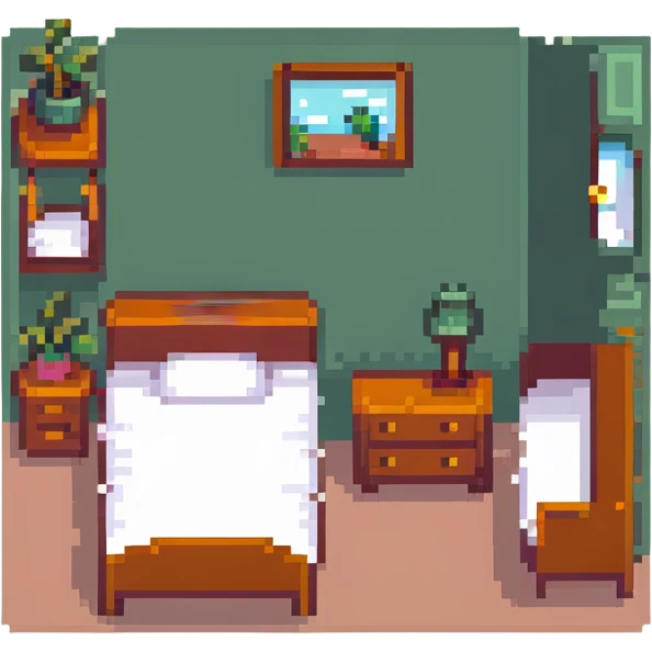 tiny cute bedroom with pink decor, plushies, cute lamp, small cozy bed emoji