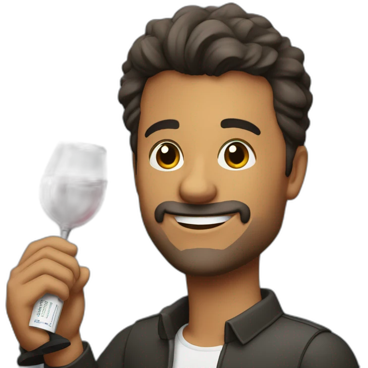 Leandro ladeira with bottle of wine emoji