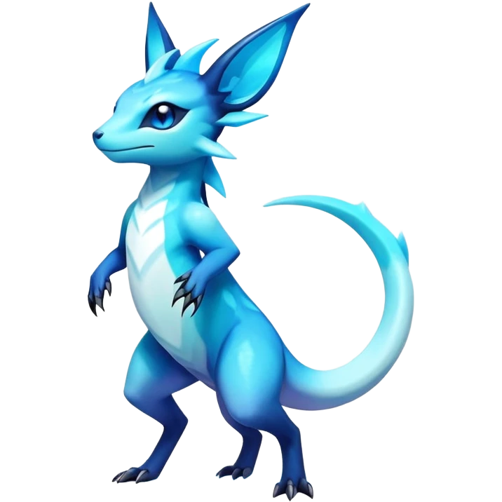 Colorful Dark Shiny Exotic Salandit-Aurorus-Glaceon-Fakémon-hybrid-creature (full body)  emoji