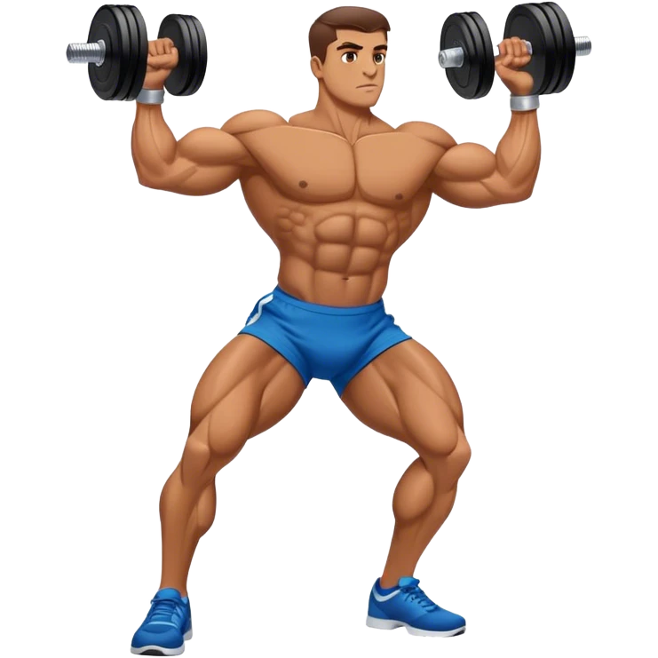side-view bodybuilder dumbbell lunges emoji