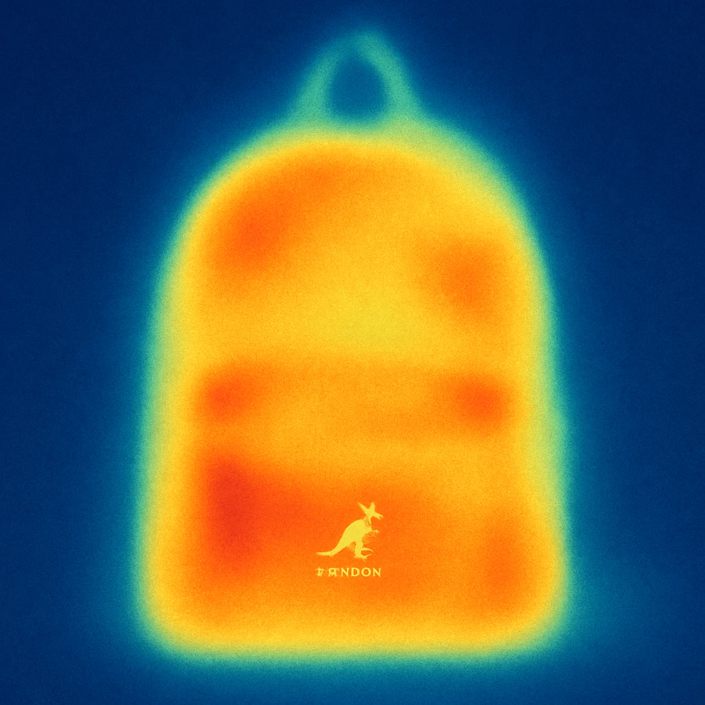 A Kangol backpack with small logo emoji