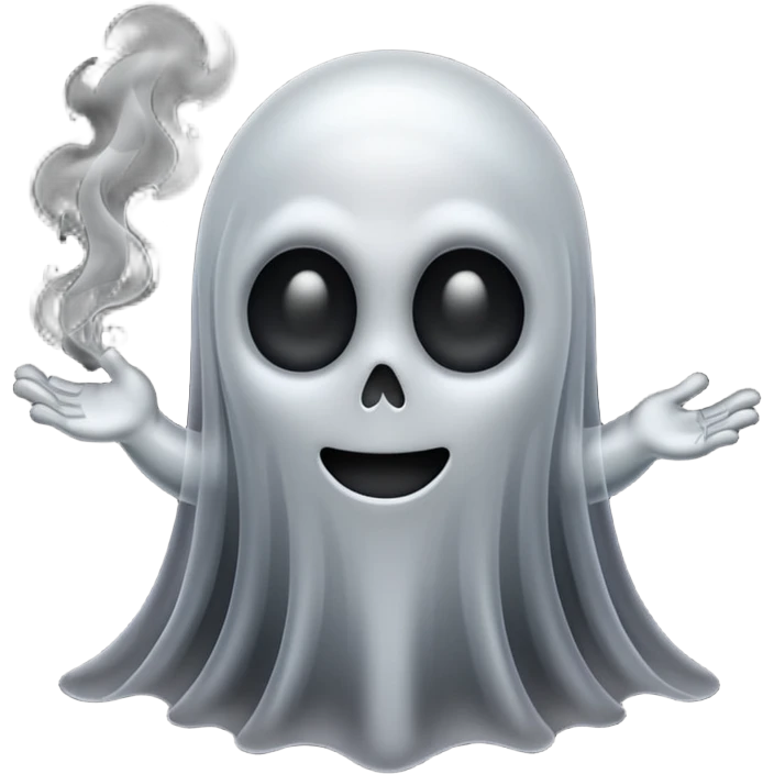 black ghost w smoke behind it emoji