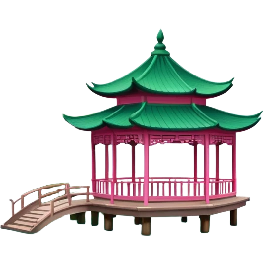 Lotus in the Breeze at Crooked Courtyard, West Lake Hangzhou, simplified emoji style, pink lotus flowers on water with pavilion, cartoon style emoji