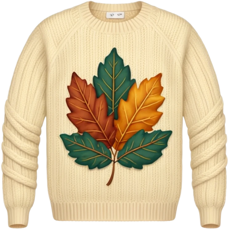 cream sweater with a leaf on it emoji
