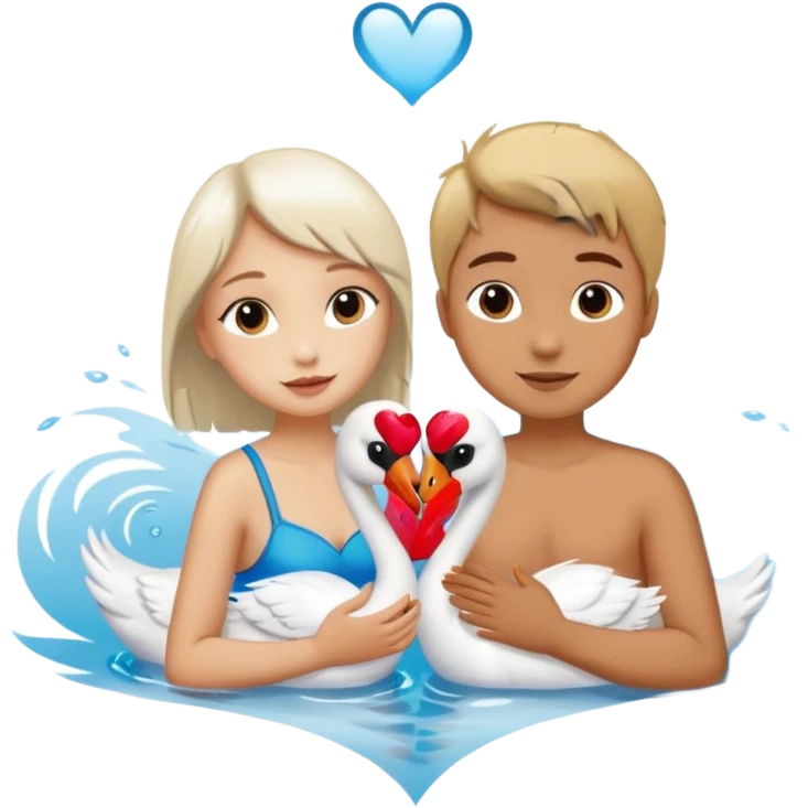 Two swan making a heart 💗 a girl and a boy emoji