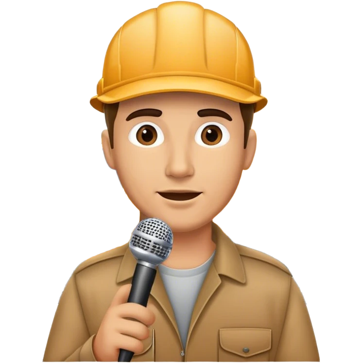 truck driver talking into a microphone with truck backdrop emoji