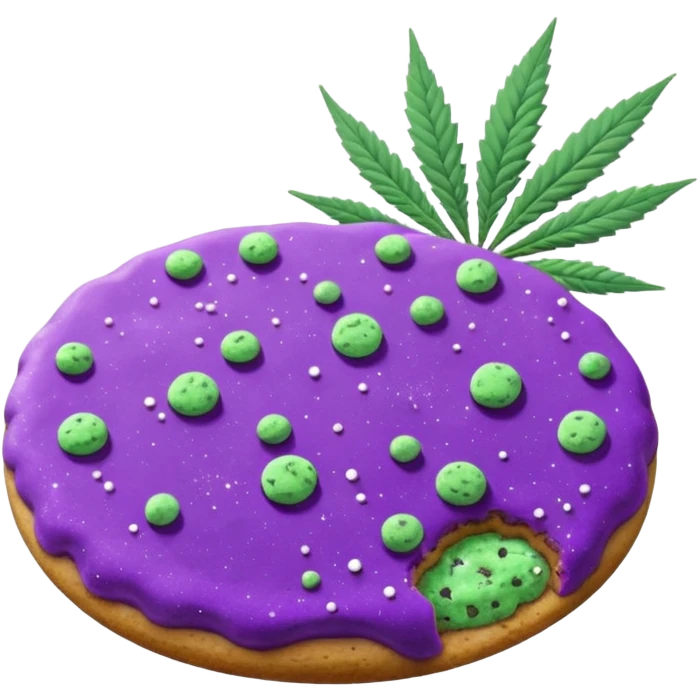 purple space cookies with cannabis leaf emoji