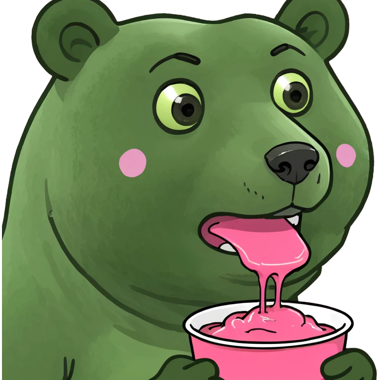 girl bear eating pink slop emoji