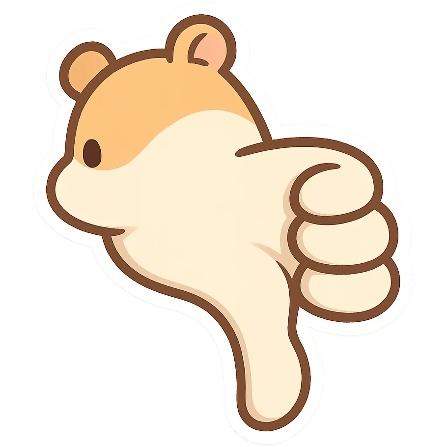 cartoon hamster paw giving a thumbs down, isolated, suitable for Discord emote emoji