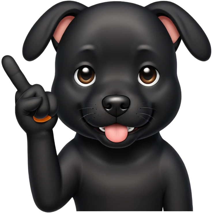 Black dog middle finger emoji