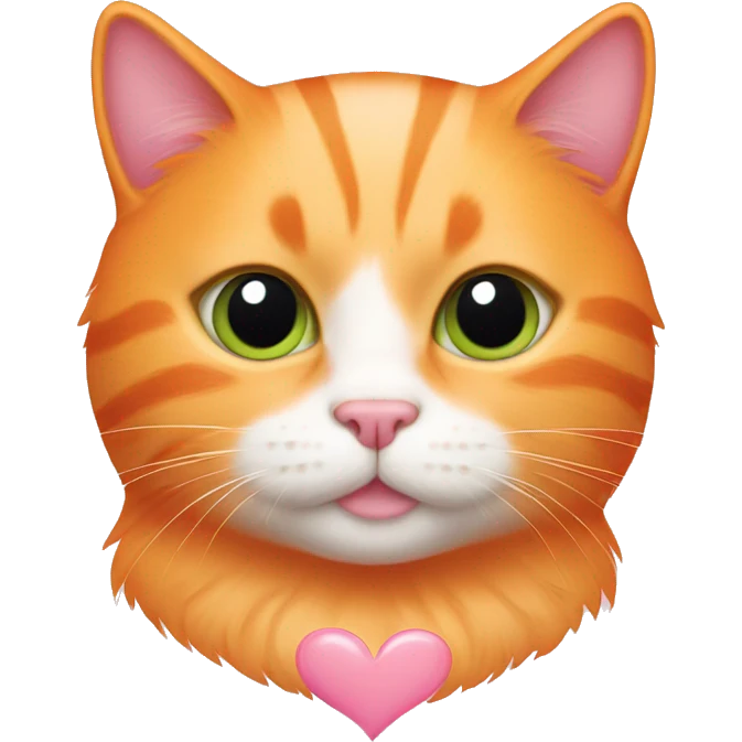 Orange cat with baby pink heart  emoji
