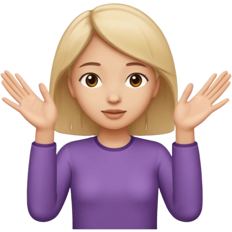 Girl with two hands in front out palms facing upwards and hands in front of her emoji