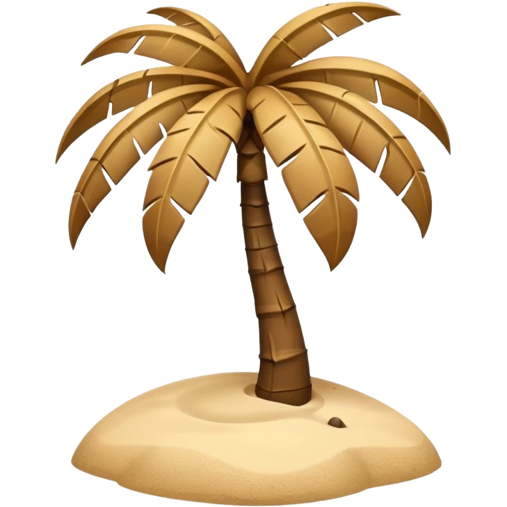 A 3D cartoon coconut palm tree with coconuts near the top and a sandy base, tropical light setting, Memoji-style realism. emoji
