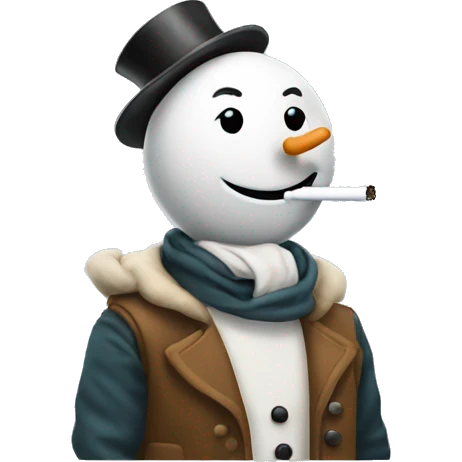 Snow man smoking cigarette emoji