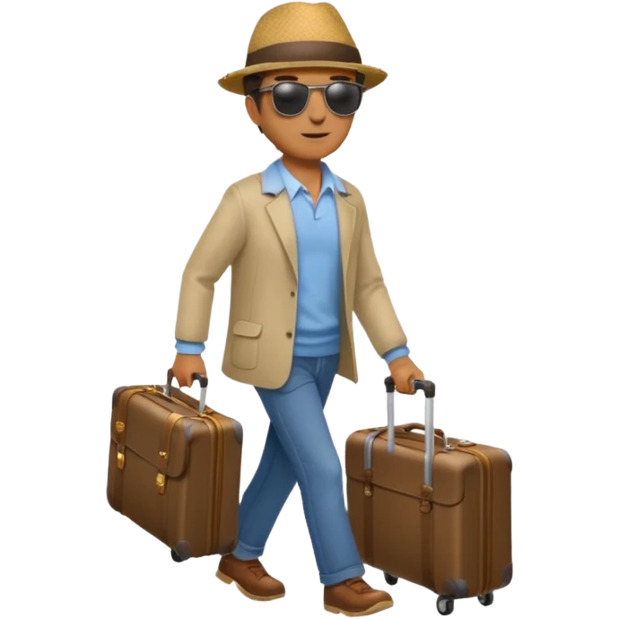 male strolling travel suitcase traveling emoji