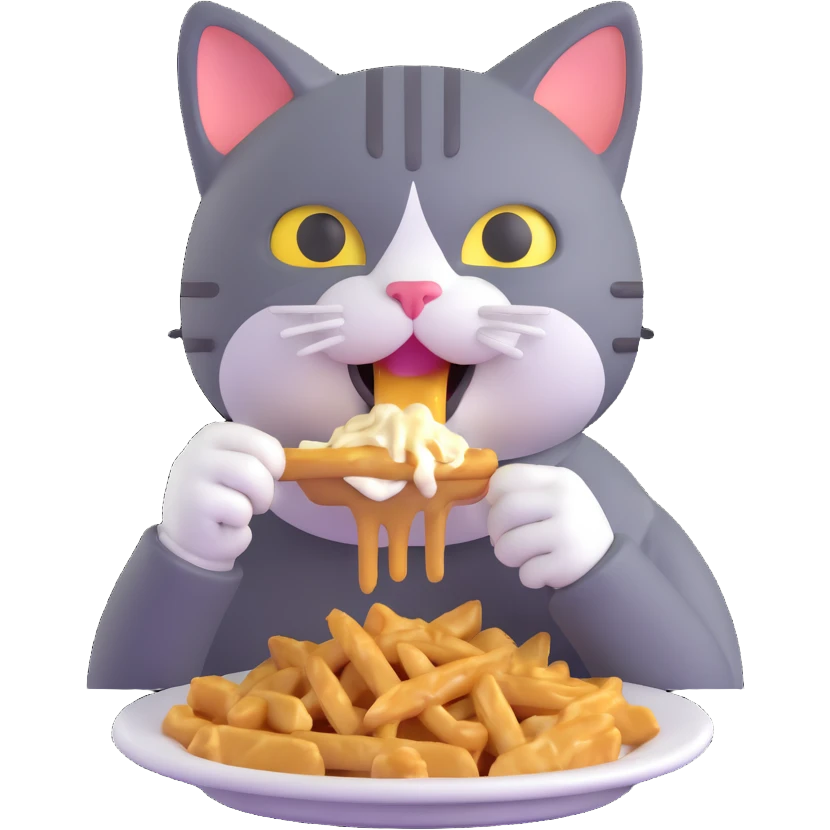 cat eating poutine emoji