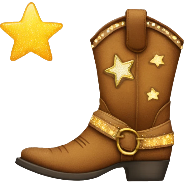 Brown sparkling cowgirl boots with a star emoji