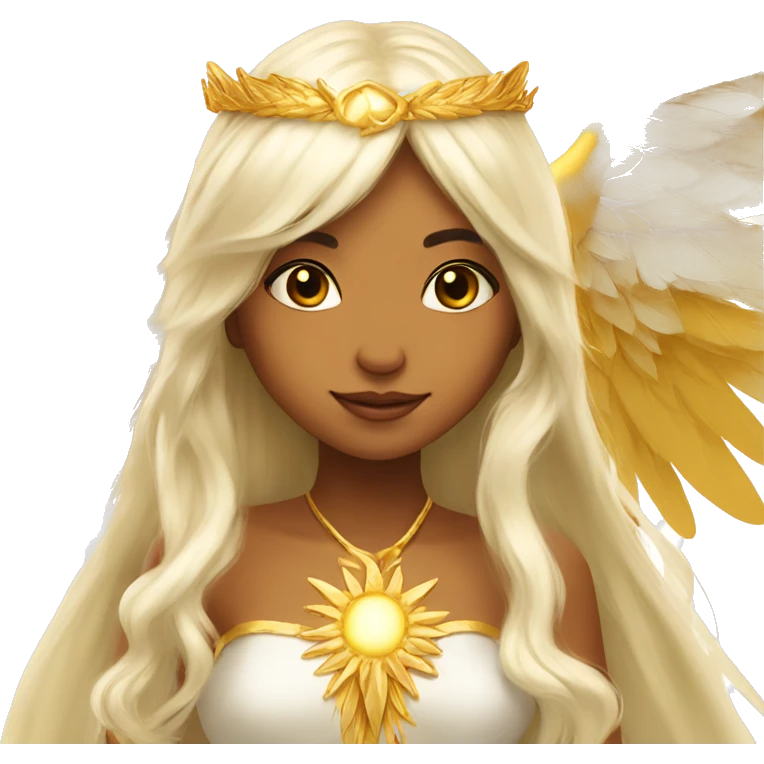 big wings, sun, gold, Beautiful, fairy, long hair emoji