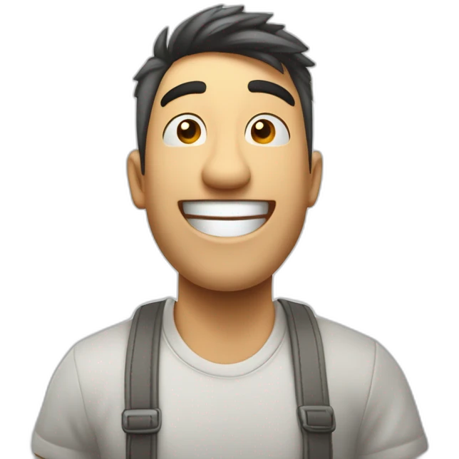chico festejando estirando los brazos hacia arriba feliz, con billetes volando emoji