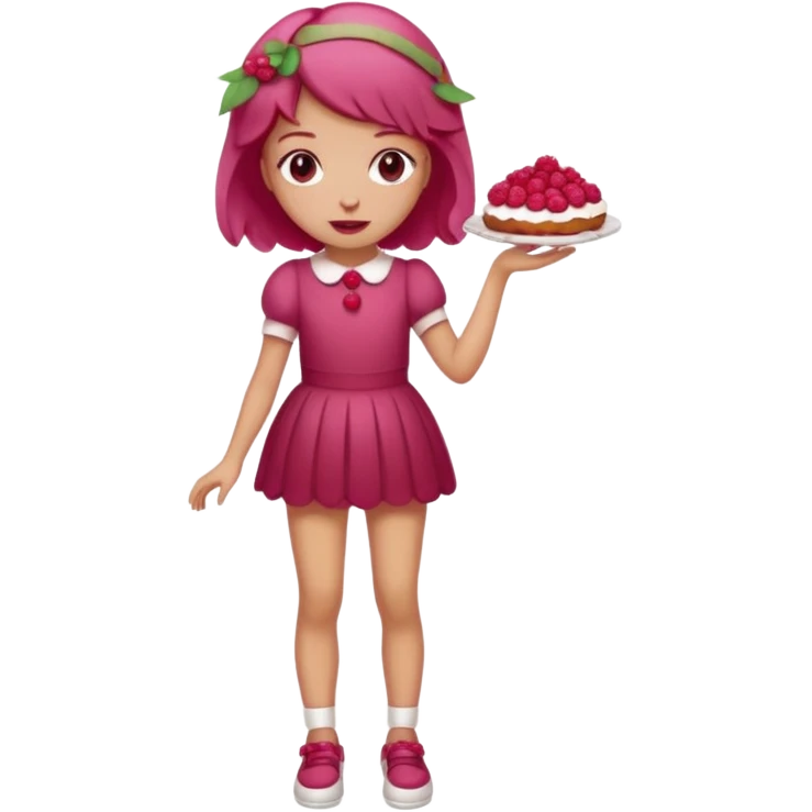 Raspberry torte human full body and legs girl with a raspberry barrette on her head emoji