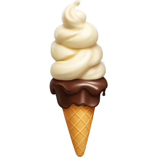 ice cream vanilla, chocolate and chocolate+vanilla swirl emoji